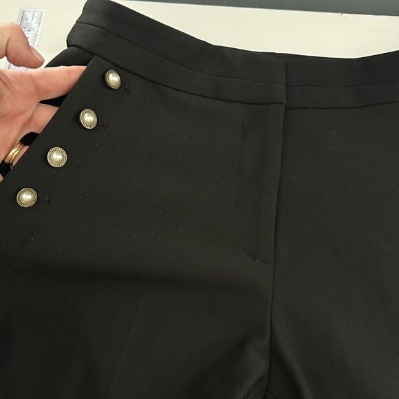 White House Black Market Black Sailor Style Pearl Button Boot Cut Pants Size 6 - Picture 10 of 12